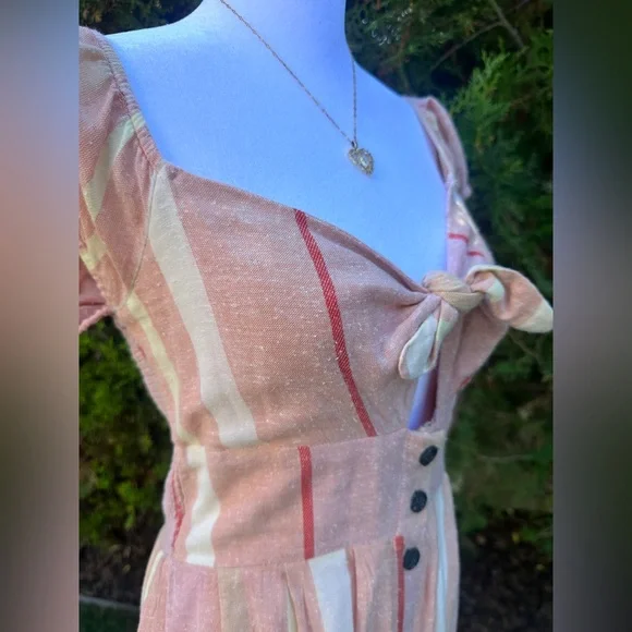 O'Neill Women’s/ Juniors Elijah Tie-Front Textured Striped Midi Dress - Picture 2 of 10